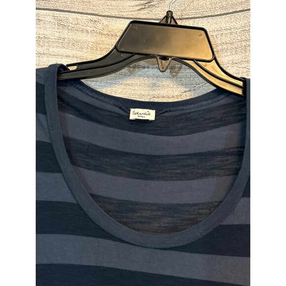 Splendid Blue & Black Striped Short Sleeve Top Size S - Picture 2 of 3